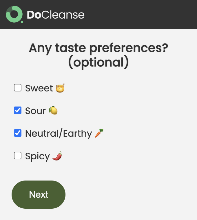 Choose Taste Preferences