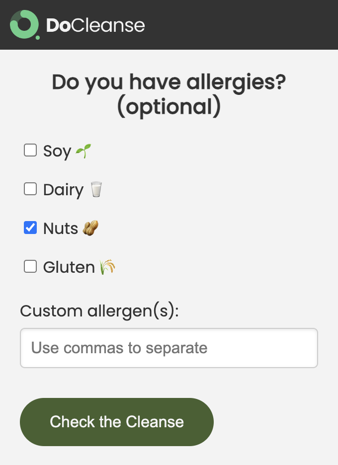 Select Any Allergies